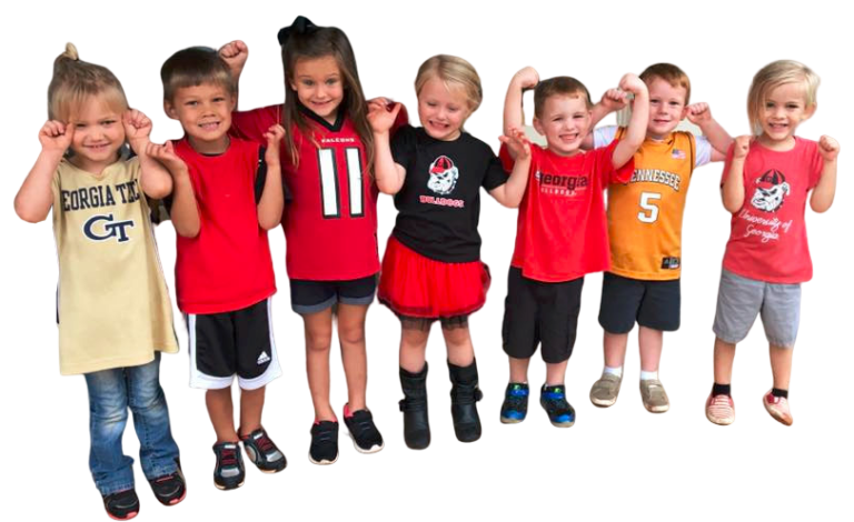 Happy little kids wearing sports outfit at a Christian Preschool & Daycare Serving Loganville, GA